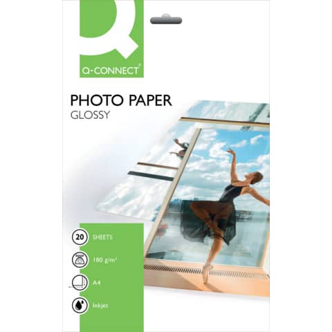 Carta fotografica Inkjet Q-Connect A4 bianco 180 g/m² lucida conf. da 20 - KF01103